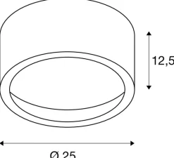 Plafonnier & Spot*SLV Plafonnier, Fera 25, , LED, 3000K, 1800 lm, Ø25cm, H12,5cm - noir