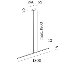 Plafonnier & Spot*Wever&Ducré Plafonnier, Fil 2.0, , LED, dim, 2700K, 1060 lm, L180cm, H180cm - noir