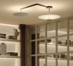 Plafonnier & Spot*Vibia Plafonnier, Flat 5910, , LED, dim, 2700K, 5220 lm, L106cm, H34cm - gris, blanc