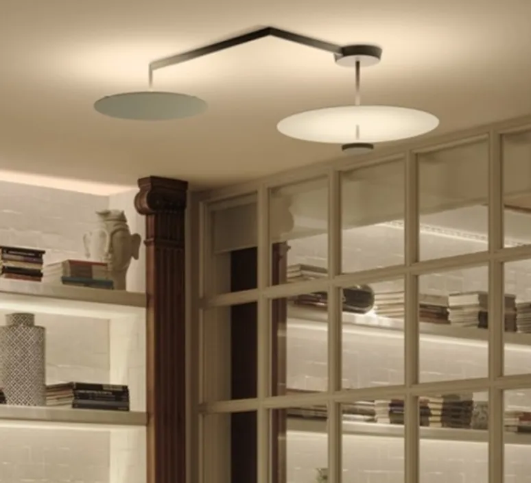 Plafonnier & Spot*Vibia Plafonnier, Flat 5910, , LED, dim, 2700K, 5220 lm, L106cm, H34cm - gris, blanc
