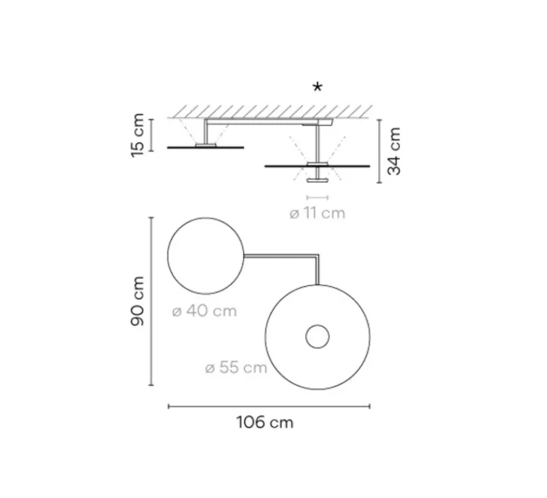 Plafonnier & Spot*Vibia Plafonnier, Flat 5910, , LED, dim, 2700K, 5220 lm, L106cm, H34cm - gris, blanc