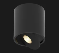 Plafonnier & Spot*Doxis Plafonnier, FlatLED T1 (Lens) Surface Mounted, mat, LED, 2700K, 1335lm, Ø12cm, H12,3cm - noir