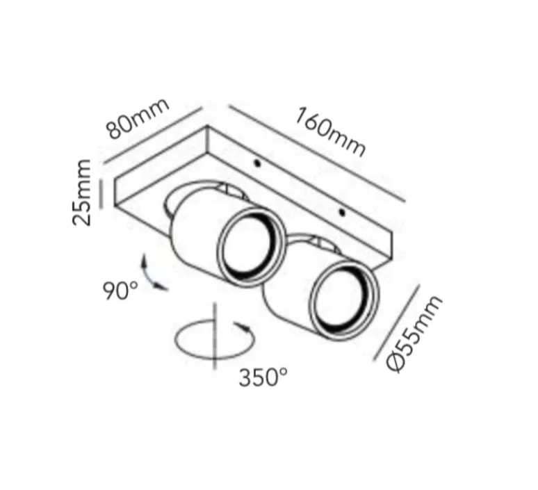 Plafonnier & Spot*Light Point Plafonnier, Focus Mini 2, , LED, 3000K, 584 lm, L16cm, H8cm - blanc
