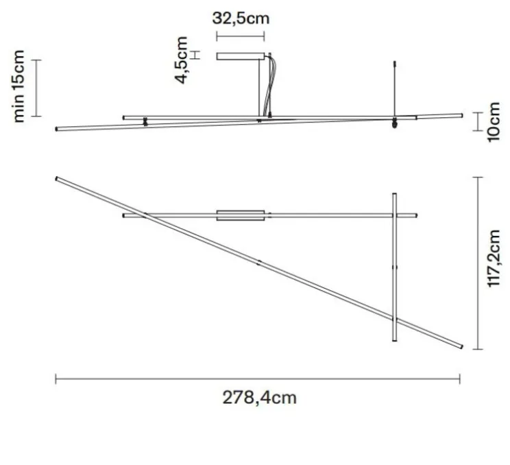 Plafonnier, Freeline, bronze, LED, 2700k, , L278,4cm, H29,5cm - Fabbian