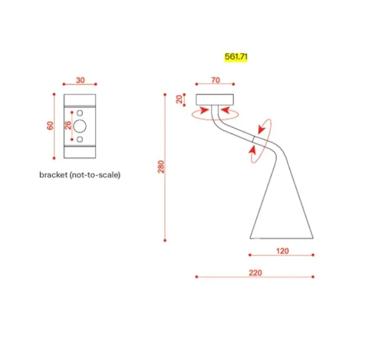 Plafonnier, Gordon, 561.71, noir mat, laiton brossé, IP40, L12cm, H28cm - Tooy