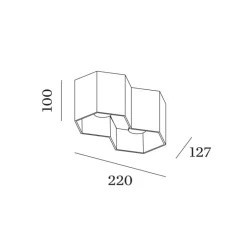 Plafonnier & Spot*Wever&Ducré Plafonnier, Hexo 2.0 LED, , LED, dim, 3000K, 1400lm, L22cm, H10cm - noir