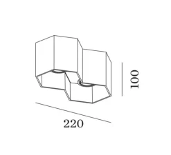 Plafonnier & Spot*Wever&Ducré Plafonnier, Hexo 2.0 PAR16, , L22cm, H10cm - cuivre