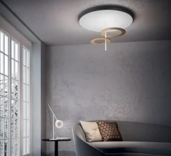 Plafonnier & Spot*Icone Plafonnier, Hula Hoop S2, , LED, dim, 2700-3000K, 7295 lm, Ø66cm, H40cm - Blanc, laiton