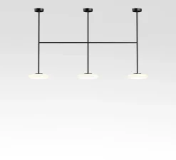 Plafonnier & Spot*Marset Plafonnier, Ihana, , LED, 2700K, 3x1019lm, L168cm, H100cm - opale et noir