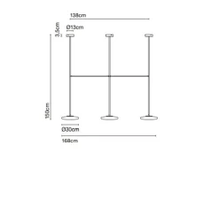 Plafonnier, Ihana, opale et noir, LED, 2700K, 3x1019lm, L168cm, H150cm - Marset