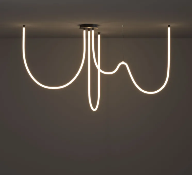 Plafonnier, Kaa, Tube silicone, noir, IP40, LED, 2700K, 12420 lm, L300cm, H4,1cm - Beneito Faure