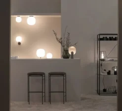 Plafonnier, Lantern, verre opal blanc, noir, Ø20cm, H22cm - New Works