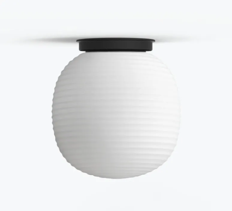Plafonnier & Spot*New Works Plafonnier, Lantern, , Ø30cm, H32cm - verre opal blanc, noir