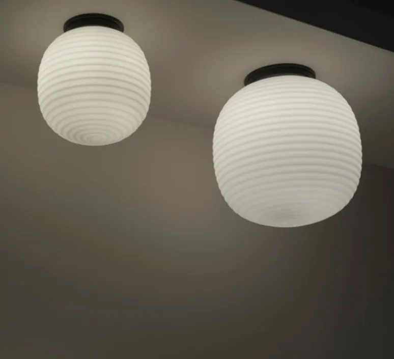 Plafonnier & Spot*New Works Plafonnier, Lantern, , Ø30cm, H32cm - verre opal blanc, noir