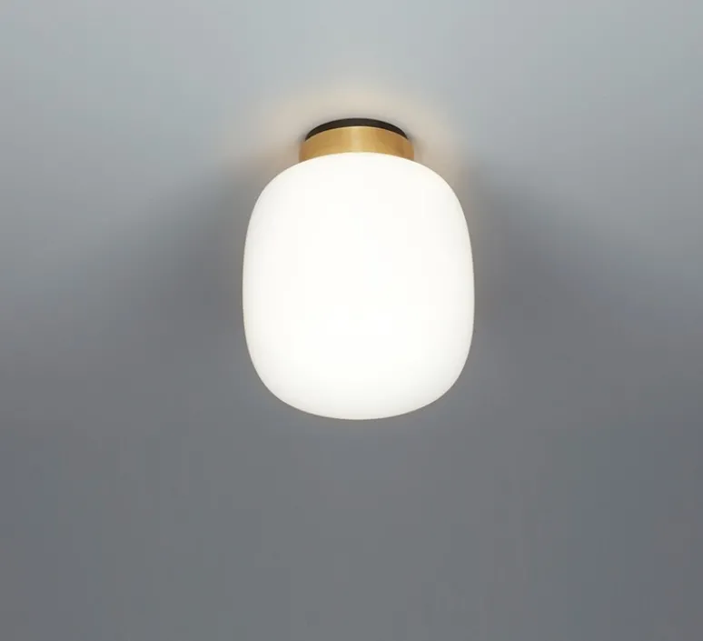 Plafonnier & Spot*Tooy Plafonnier, Legier, 557.72, , IP40, LED, dim, 2700K, 800 lm, Ø25cm, H30cm - noir texturé, laiton brossé, verre opalin