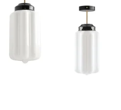 Plafonnier, Light.128, noir, laiton, glass.L.004, Ø16,5cm, H44,5cm - Zangra