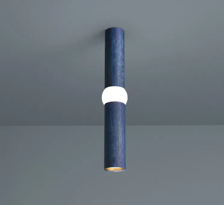 Plafonnier, Lightbone M, bleu, LED, Ø7,6cm, H53,6cm - Oblure