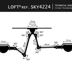 Plafonnier & Spot*Jieldé Plafonnier, Loft SKY4224, , L30cm, H80cm - noir