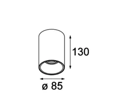Plafonnier, Lotis tubed surface, noir et blanc, Ø8,5cm, H13cm - Modular