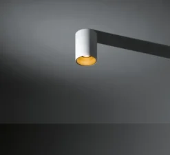 Plafonnier, Lotis tubed surface, blanc et or, Ø8,5cm, H13cm - Modular
