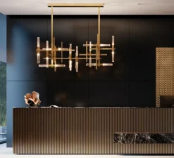 Plafonnier, Mikado So Double, laiton, LED, dim, 3000K, 11200 lm, L170cm, H145cm - Contardi