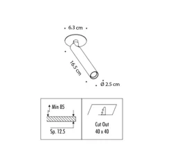 Plafonnier & Spot*Davide Groppi Plafonnier, Mira R, , LED, 2700K, 352 lm, Ø2,5cm, H18,3cm - blanc mat