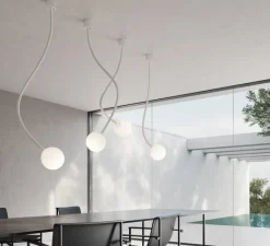 Plafonnier & Spot*Karman Plafonnier, Moony, 1 globe, , Ø15cm, H120cm - blanc