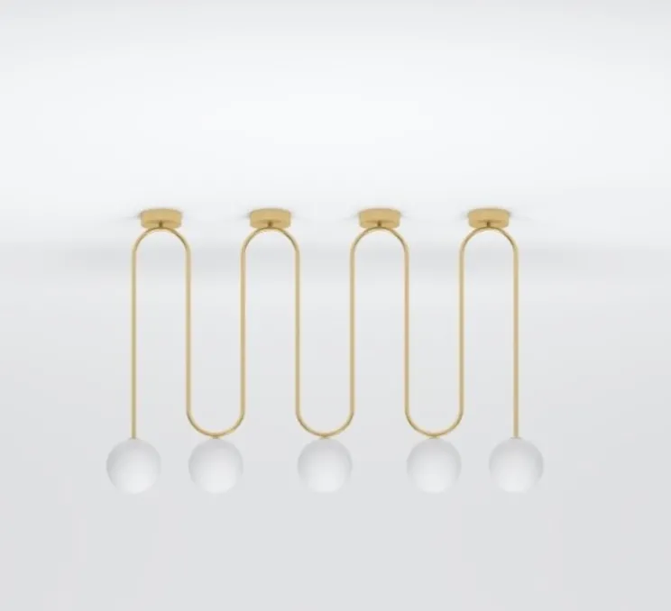 Plafonnier, Motive 422 Short, laiton brossé, Ø13,5cm, H68,4cm - Atelier Areti