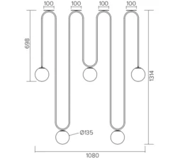 Plafonnier & Spot*Atelier Areti Plafonnier, Motive Long, , L108cm, H131,4cm - laiton