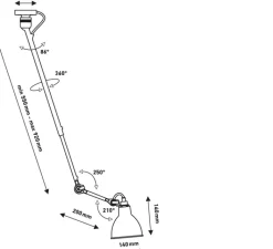 Plafonnier & Spot*DCW éditions Paris Plafonnier, N°302 Gras, , Ø14cm, L55 à 92cm - DCW Editions noir