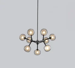 Suspension*Tooy Plafonnier, Nabila 552.19, , IP40, Ø60cm, H35cm - noir matt, noir chromé et verre fumé