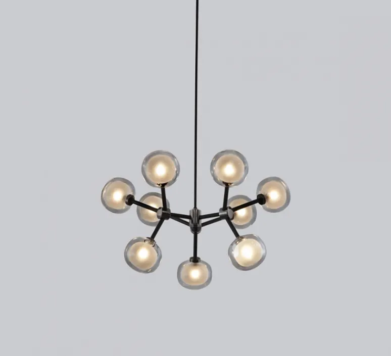 Suspension*Tooy Plafonnier, Nabila 552.19, , IP40, Ø60cm, H35cm - noir matt, noir chromé et verre fumé