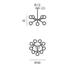 Suspension*Tooy Plafonnier, Nabila 552.19, , IP40, Ø60cm, H35cm - noir matt, noir chromé et verre fumé