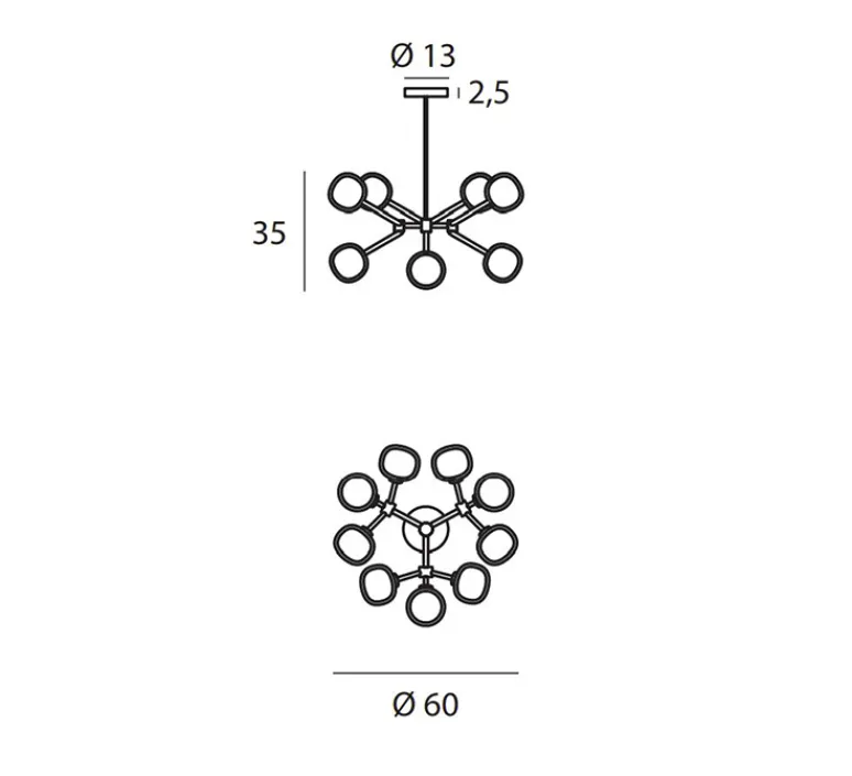 Suspension*Tooy Plafonnier, Nabila 552.19, , IP40, Ø60cm, H35cm - noir matt, noir chromé et verre fumé