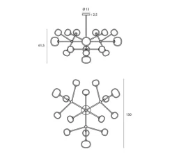 Plafonnier, Nabila 552.16, noir matt, noir chromé et verre fumé, IP40, Ø130cm, H58cm - Tooy