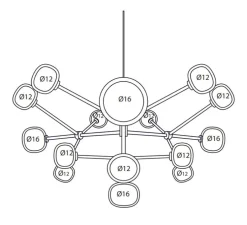 Plafonnier, Nabila 552.16, noir matt, noir chromé et verre fumé, IP40, Ø130cm, H58cm - Tooy