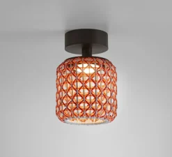 Plafonnier & Spot*Bover Plafonnier, Nans PF Outdoor, , IP66, LED, dim, 2700K, 503 lm, Ø16,7cm, H24,3cm - Brun graphite - Teinte rouge