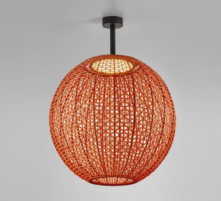 Plafonnier & Spot*Bover Plafonnier, Nans Sphere PF, , IP66, LED, dim, 2700K, 1400 lm, Ø60cm, H82cm - Brun graphite - Teinte rouge