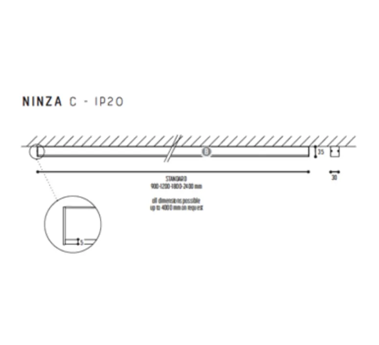 Plafonnier & Spot*DARK Plafonnier, Ninza C, , LED, 2700K, 660 lm, L180cm, H3,5cm - noir