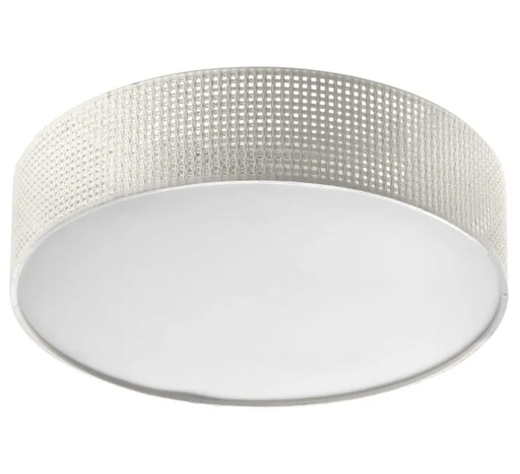 Plafonnier, Olga, rotin blanc, Ø40cm, H10cm - MDC