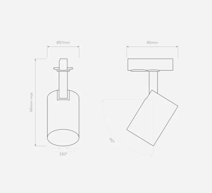 Plafonnier ou spot sur rail, Ascoli track, noir texturé, Ø5,7cm, H14,1cm - Astro