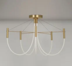 Plafonnier, Paradoxe 5L, laiton satiné, LED, dim, 2700K, 2850 lm, Ø89cm, H58cm - CVL
