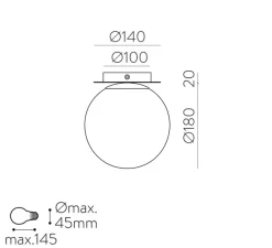 Plafonnier, Parma, noir, IP44, Ø18cm, H20cm - ACB