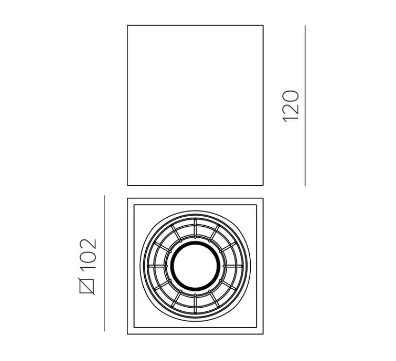Plafonnier & Spot*ACB Plafonnier, Perseo, , IP65, LED, 3000K, 815 lm, L12cm, H12cm - gris