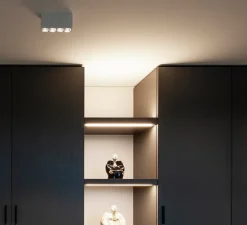 Plafonnier & Spot*Wever&Ducré Plafonnier, Pirro Spot Surface 4.0, , LED, dim, 2700K, 4x380 lm, L18,2cm, H8cm - blanc (intérieur noir)