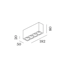 Plafonnier & Spot*Wever&Ducré Plafonnier, Pirro Spot Surface 4.0, , LED, dim, 2700K, 4x380 lm, L18,2cm, H8cm - blanc (intérieur noir)