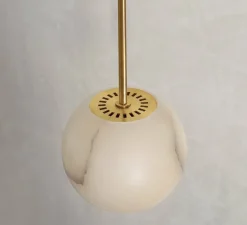 Plafonnier & Spot*Contain Plafonnier, Planette Ø18, albâtre, laiton vieilli, 2700K, Ø18cm, H100cm - albâtre et laiton