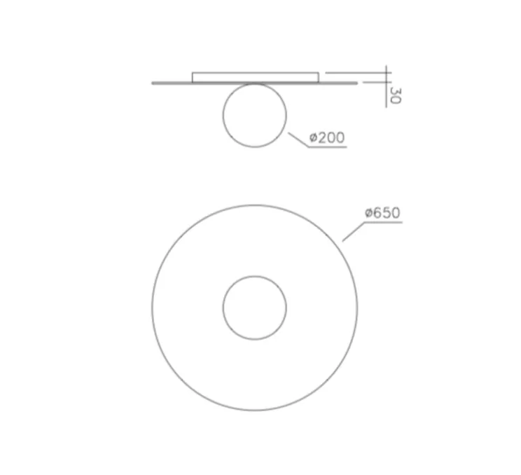 Plafonnier, Plate and Sphere, laiton poli, Ø65cm, H3cm - Atelier Areti