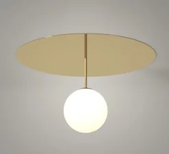 Plafonnier, Plate and Sphere 2, laiton, Ø65cm, H17,5cm - ATELIER ARETI
