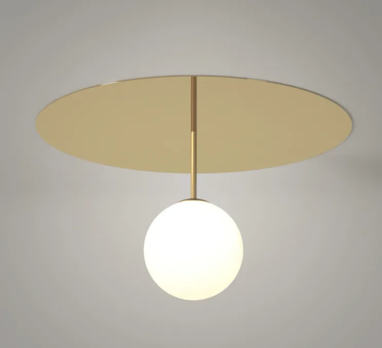 Plafonnier, Plate and Sphere 2, laiton, Ø65cm, H17,5cm - ATELIER ARETI